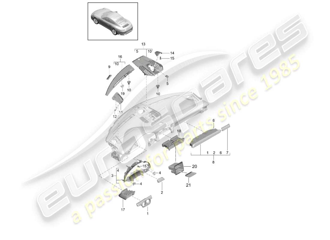 a part diagram from the porsche 991 parts catalogue