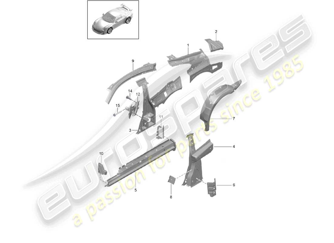 a part diagram from the porsche 2020 (991-2 r/gt3/rs) parts catalogue