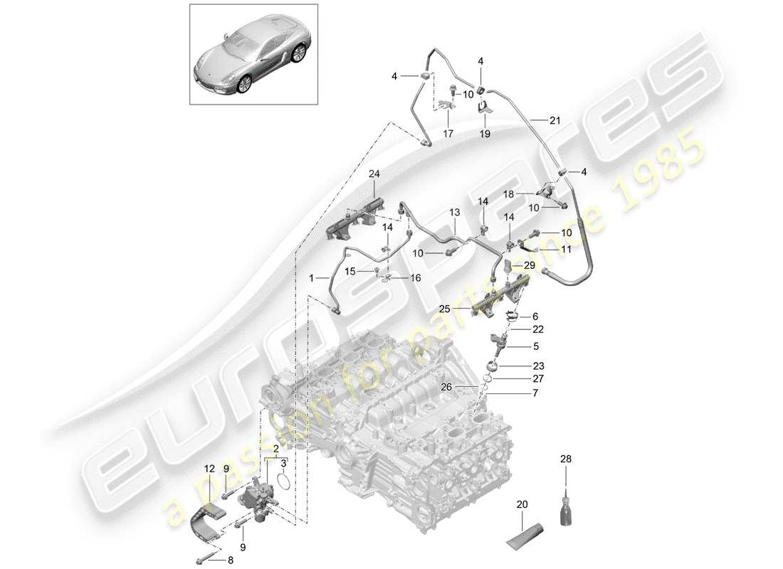 a part diagram from the porsche 2015 (981 cayman) parts catalogue