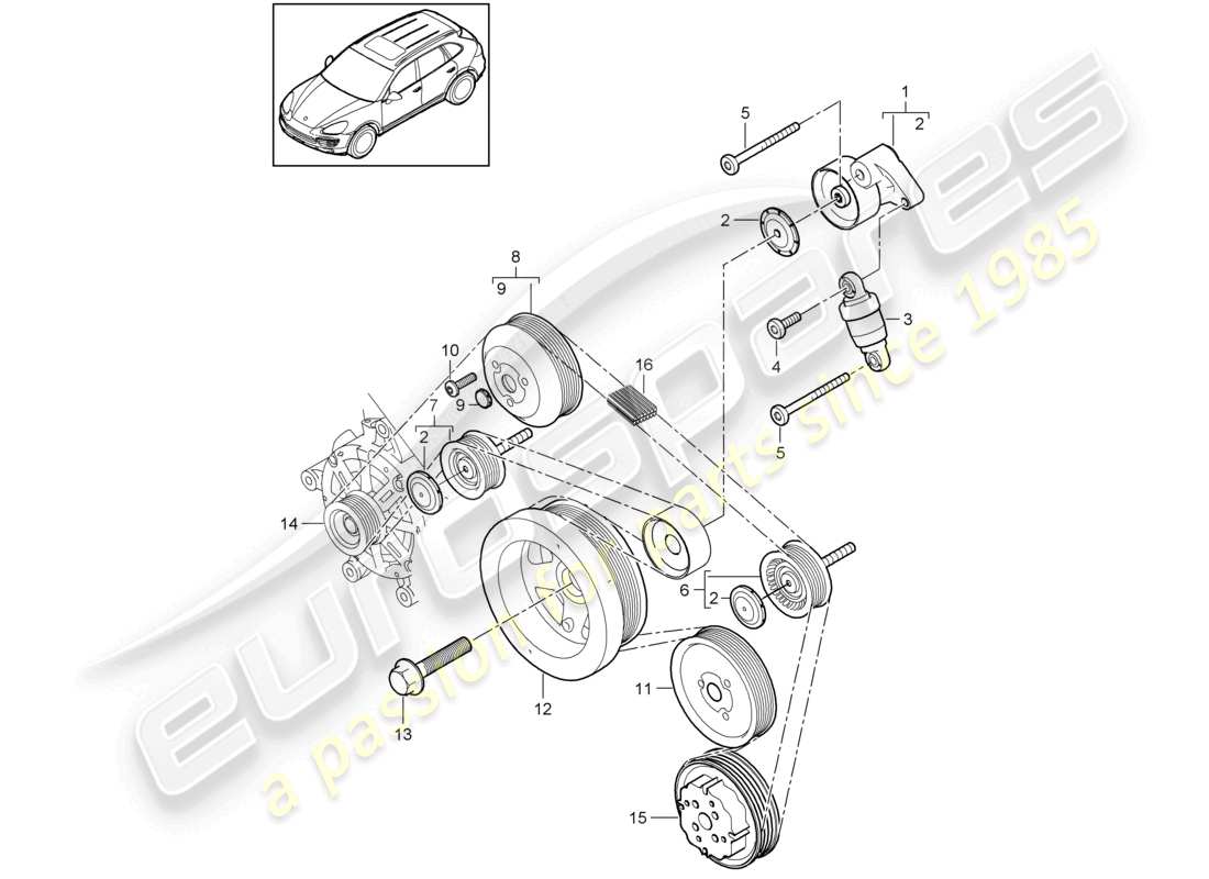 a part diagram from the porsche 2016 (cayenne e2 92a) parts catalogue