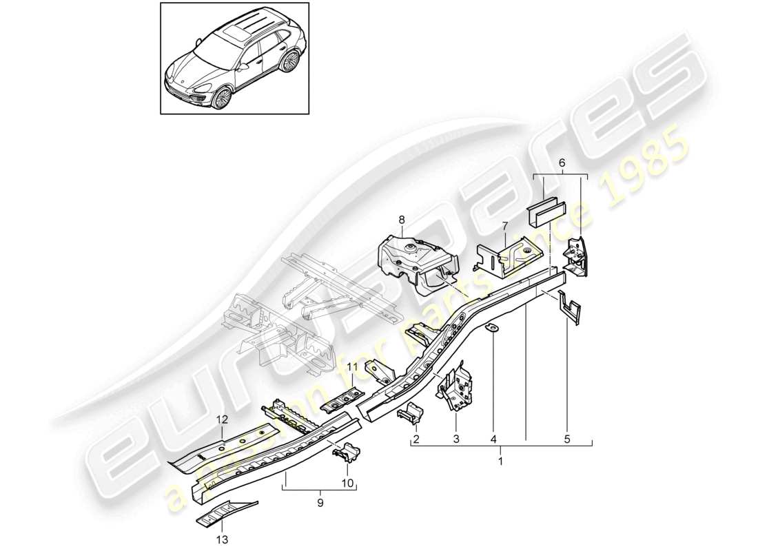 a part diagram from the porsche 2011 (cayenne e2 92a) parts catalogue