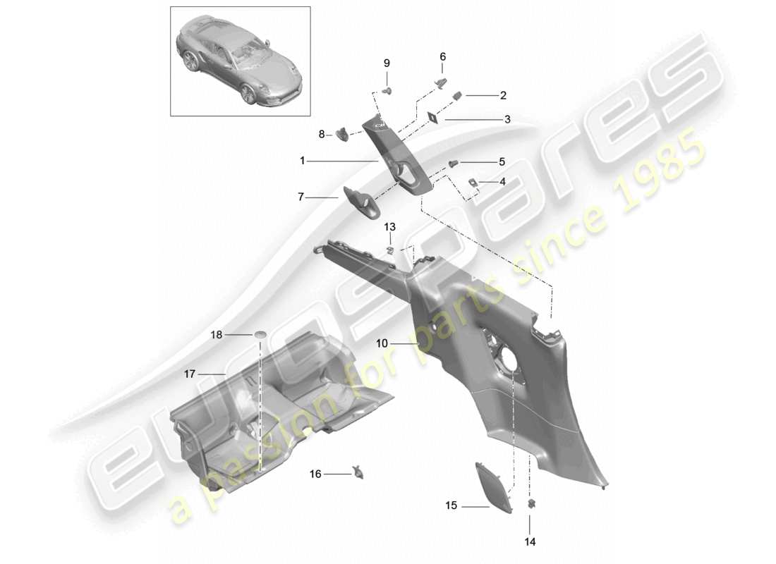 a part diagram from the porsche 2015 (991-1 turbo) parts catalogue