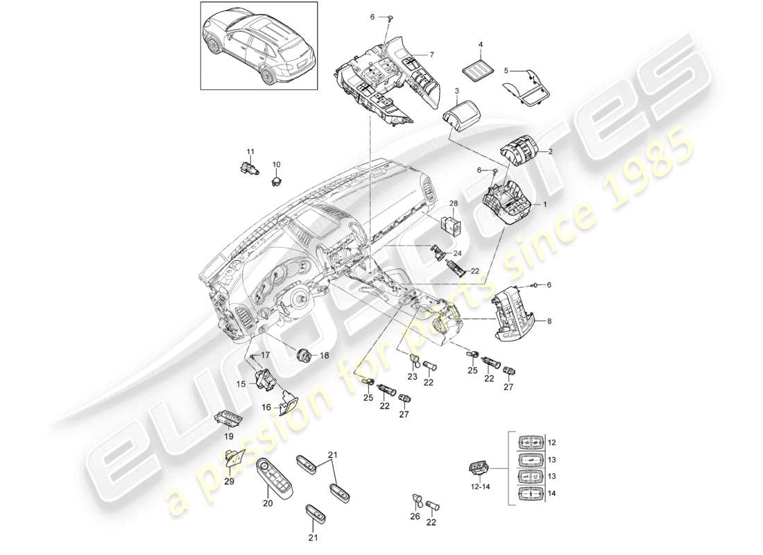 a part diagram from the porsche cayenne parts catalogue