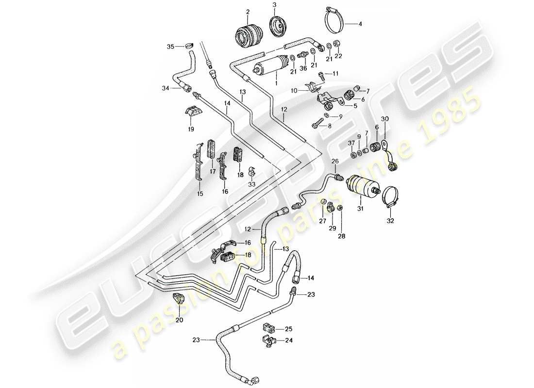 a part diagram from the porsche 1997 (993) parts catalogue