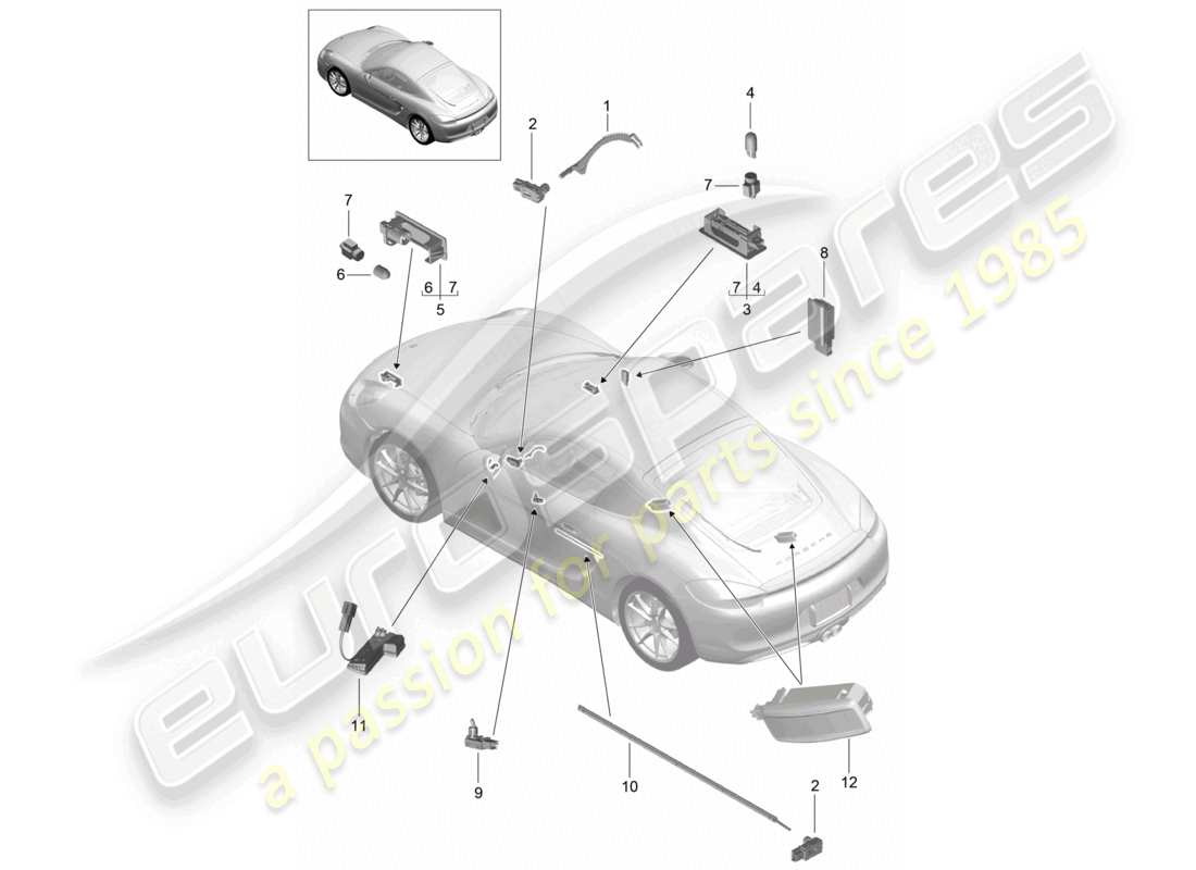 a part diagram from the porsche 2014 (981 cayman) parts catalogue