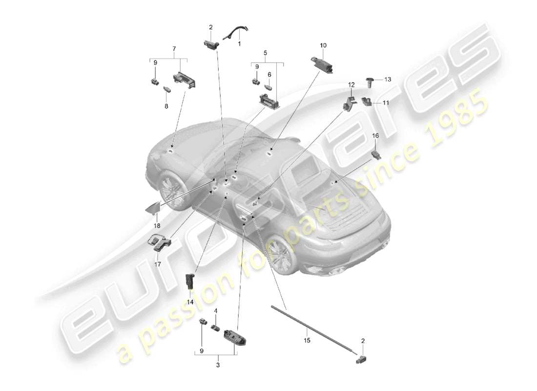 a part diagram from the porsche 2017 (991-2 turbo) parts catalogue