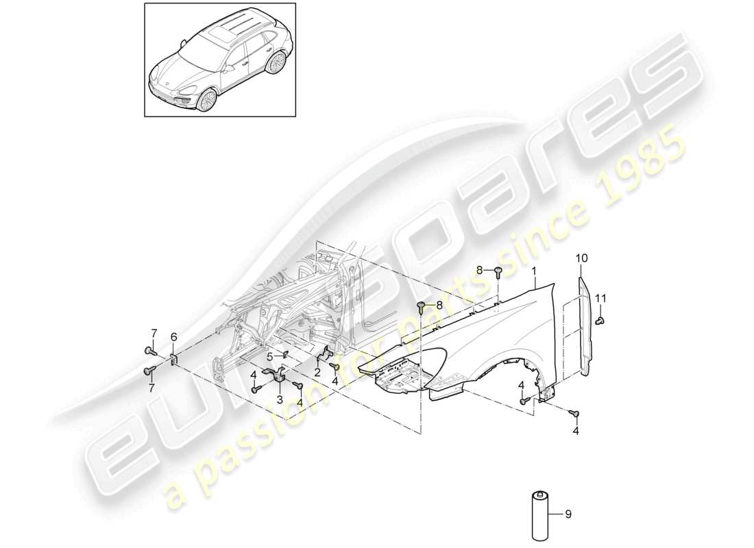 a part diagram from the porsche 2014 (cayenne e2 92a) parts catalogue