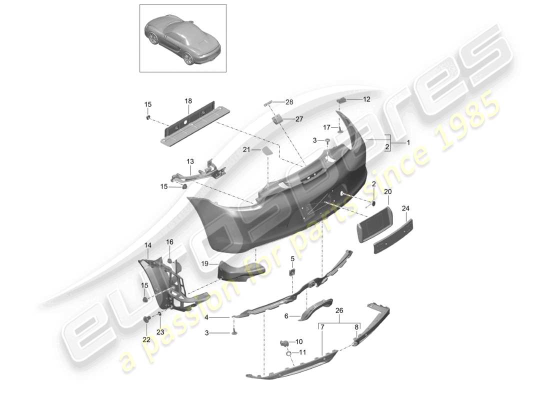 a part diagram from the porsche 2015 (981 boxster) parts catalogue