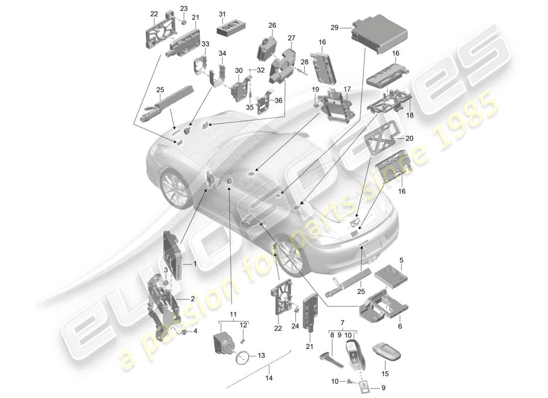 a part diagram from the porsche 2015 (981 cayman) parts catalogue