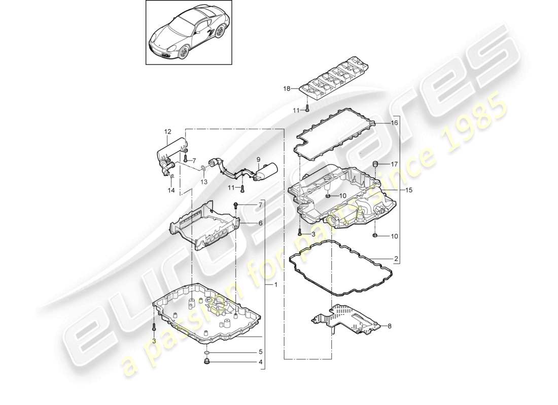 a part diagram from the porsche 2011 (987 cayman) parts catalogue
