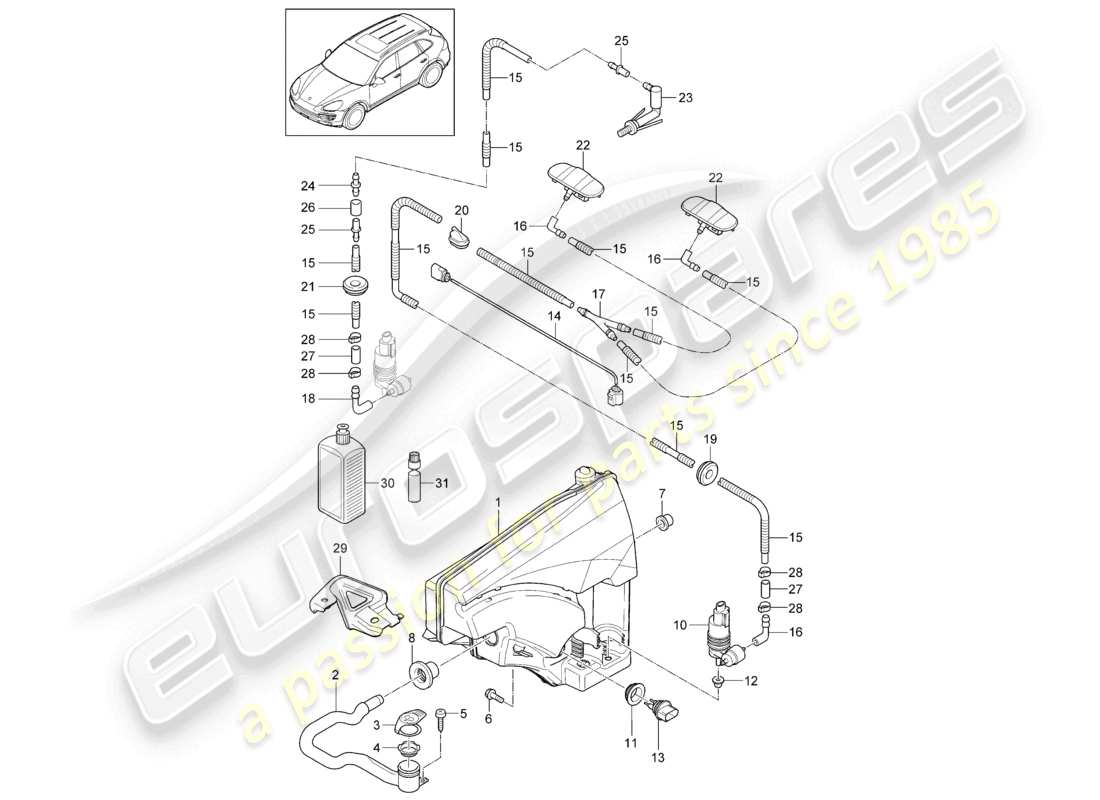 a part diagram from the porsche 2013 (cayenne e2 92a) parts catalogue