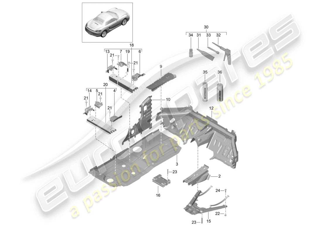 a part diagram from the porsche 2013 (981 boxster) parts catalogue