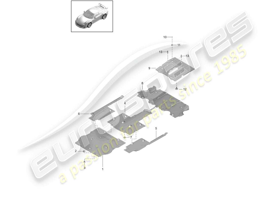 a part diagram from the porsche 2016 (991-1 r/gt3/rs) parts catalogue