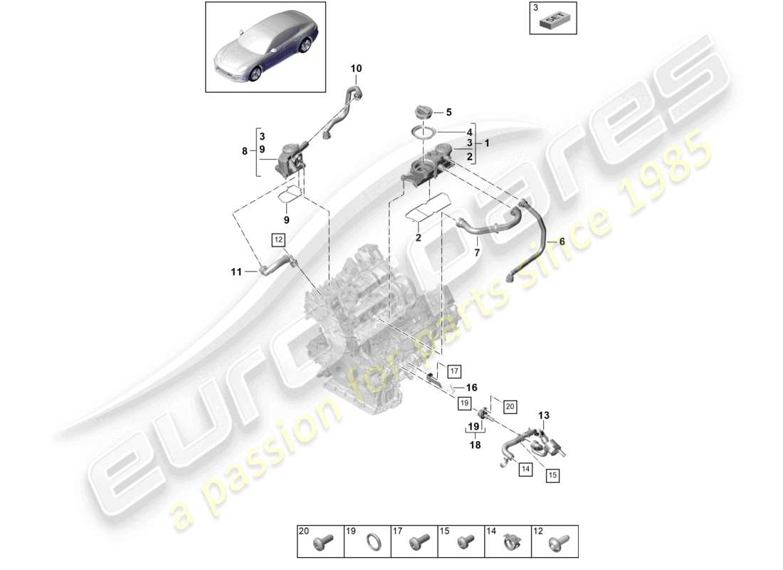 a part diagram from the porsche panamera parts catalogue