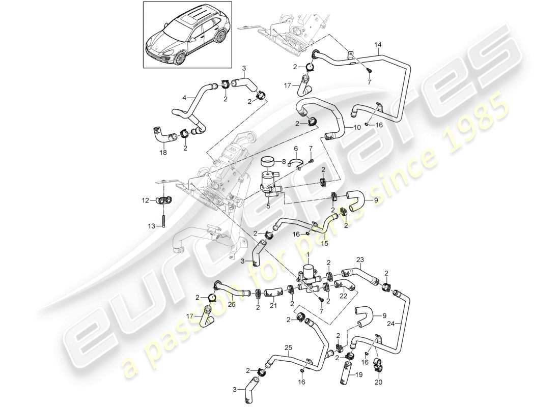 a part diagram from the porsche 2011 (cayenne e2 92a) parts catalogue