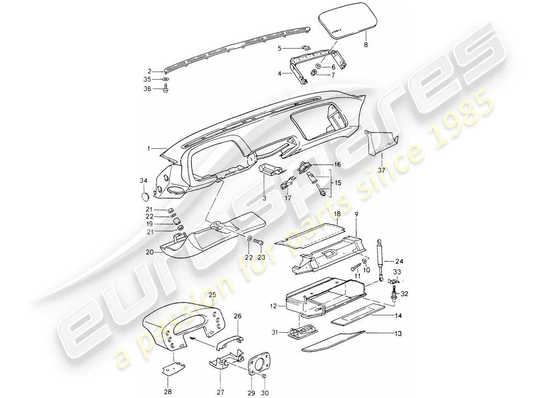 a part diagram from the porsche 1991 (928) parts catalogue