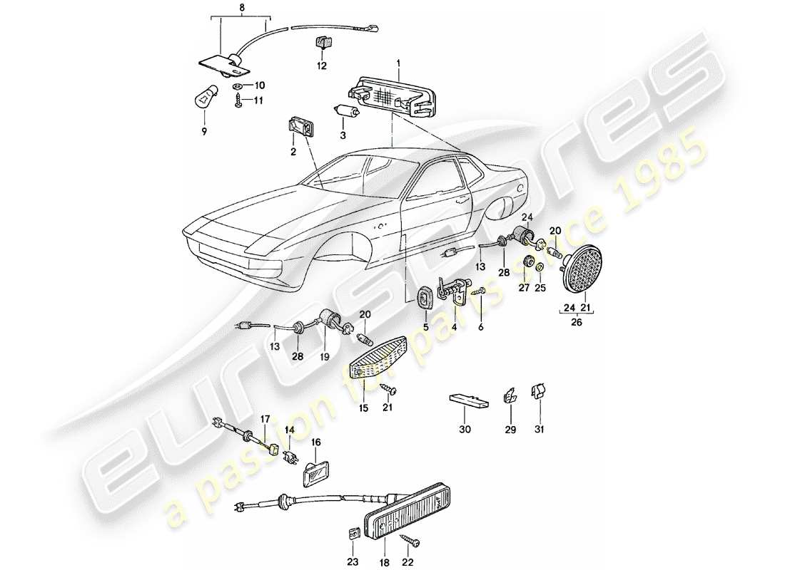 a part diagram from the porsche 1985 (924) parts catalogue
