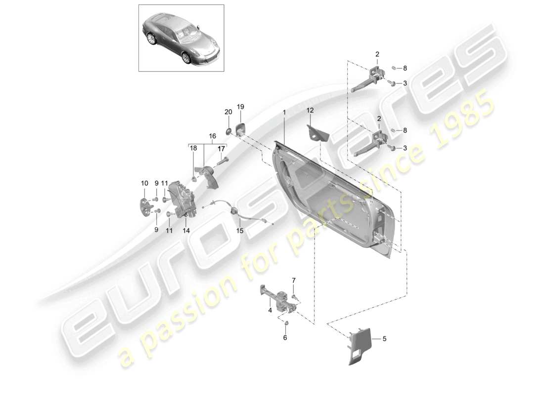 a part diagram from the porsche 2016 (991-1 r/gt3/rs) parts catalogue