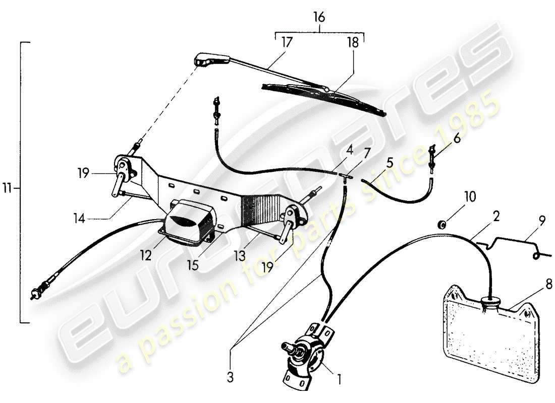 a part diagram from the porsche 1954 (356/356a) parts catalogue