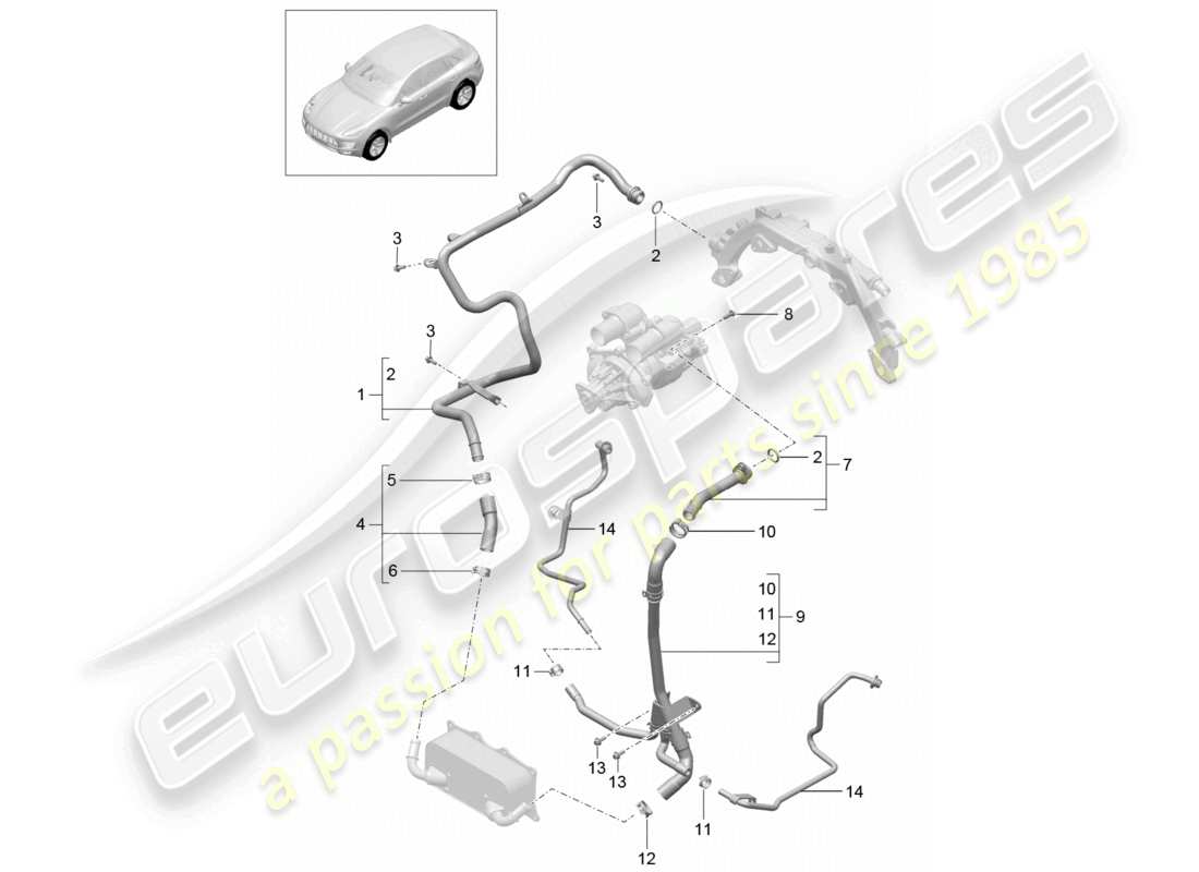 a part diagram from the porsche 2016 (macan) parts catalogue