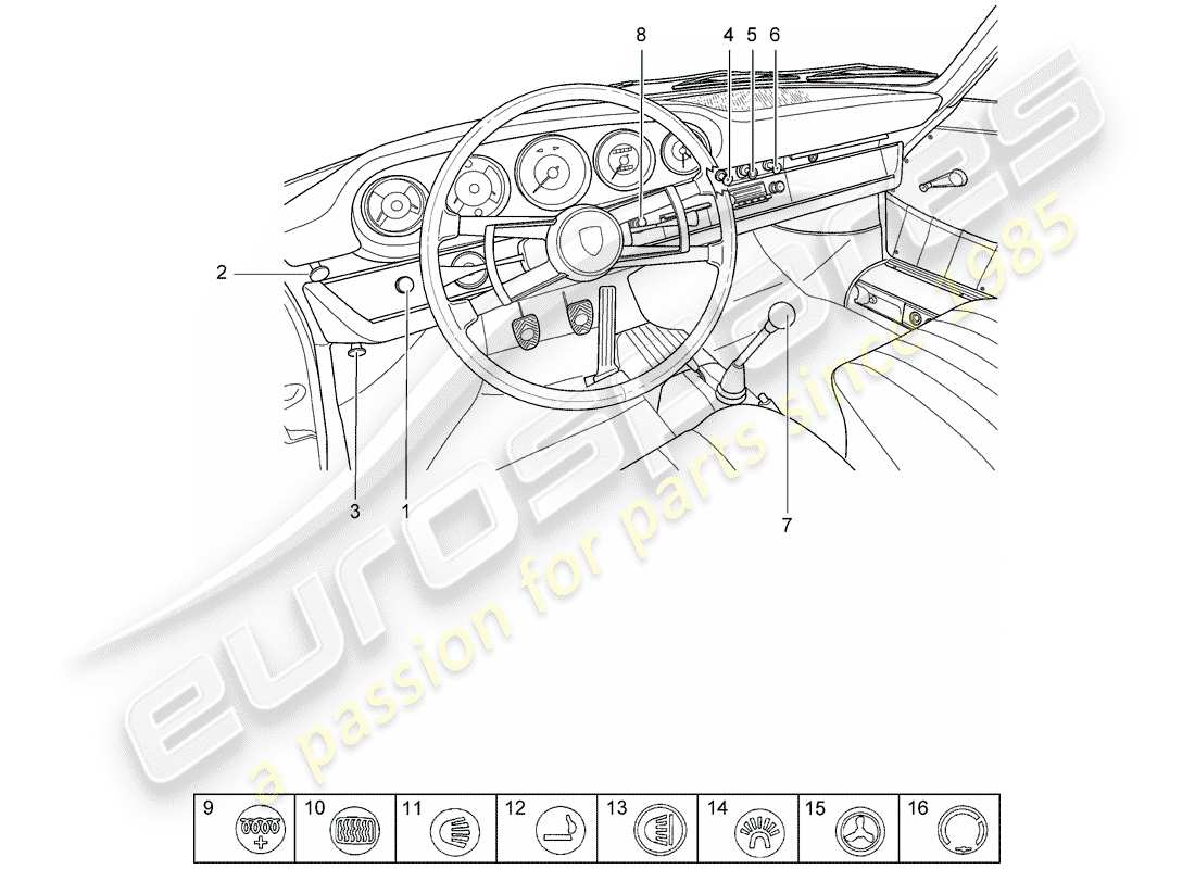 a part diagram from the porsche 1965 (911/912) parts catalogue