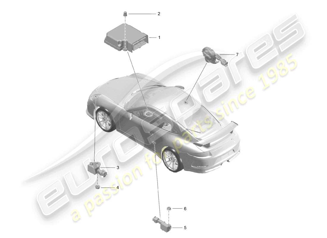 a part diagram from the porsche 2017 (991-2 r/gt3/rs) parts catalogue