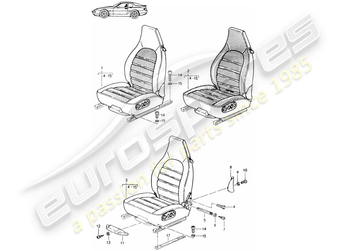 a part diagram from the porsche accessories and tequipment parts catalogue