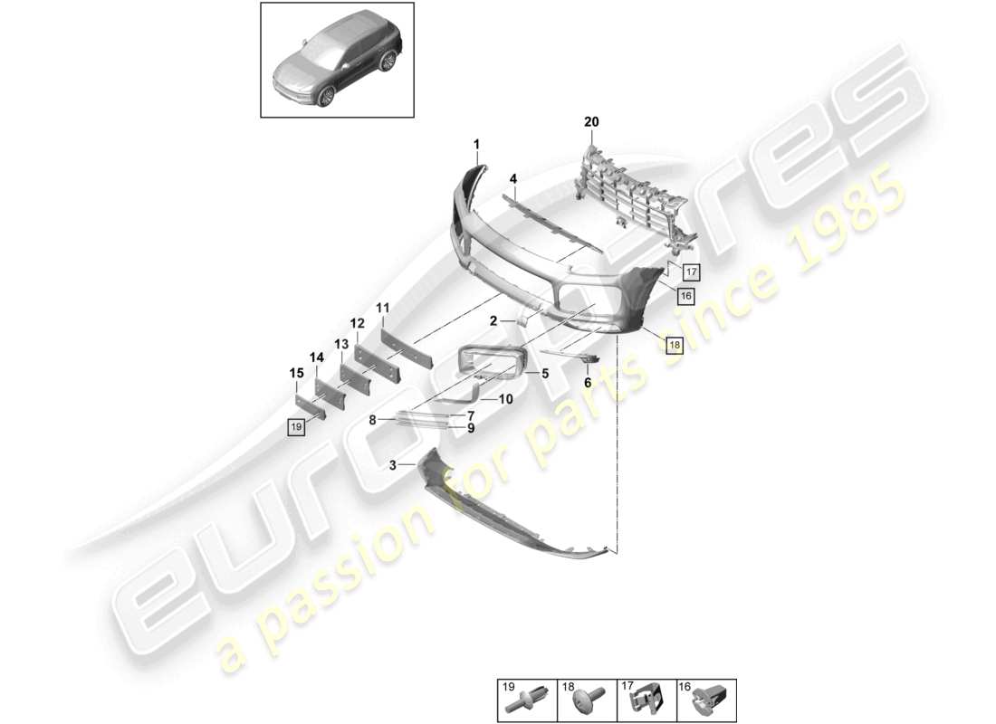 a part diagram from the porsche 2019 (cayenne e3 9ya/9yb) parts catalogue