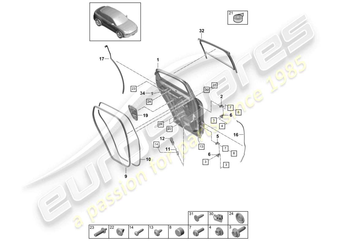 a part diagram from the porsche 2019 (cayenne e3 9ya/9yb) parts catalogue
