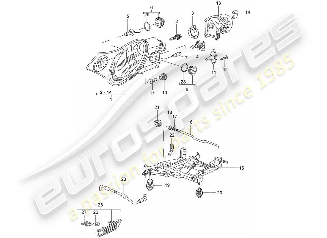 a part diagram from the porsche 1999 (996) parts catalogue