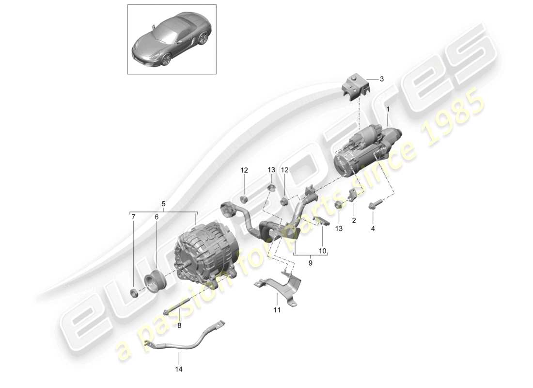 a part diagram from the porsche 2013 (981 boxster) parts catalogue