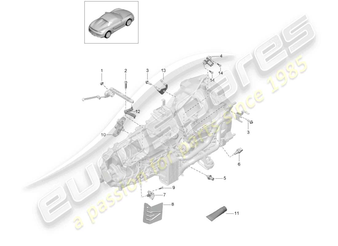 a part diagram from the porsche 2016 (981 boxster spyder) parts catalogue