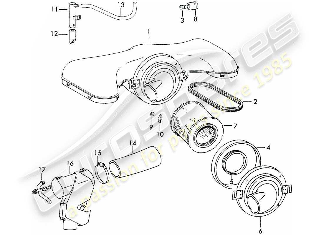 a part diagram from the porsche 1970 (911) parts catalogue