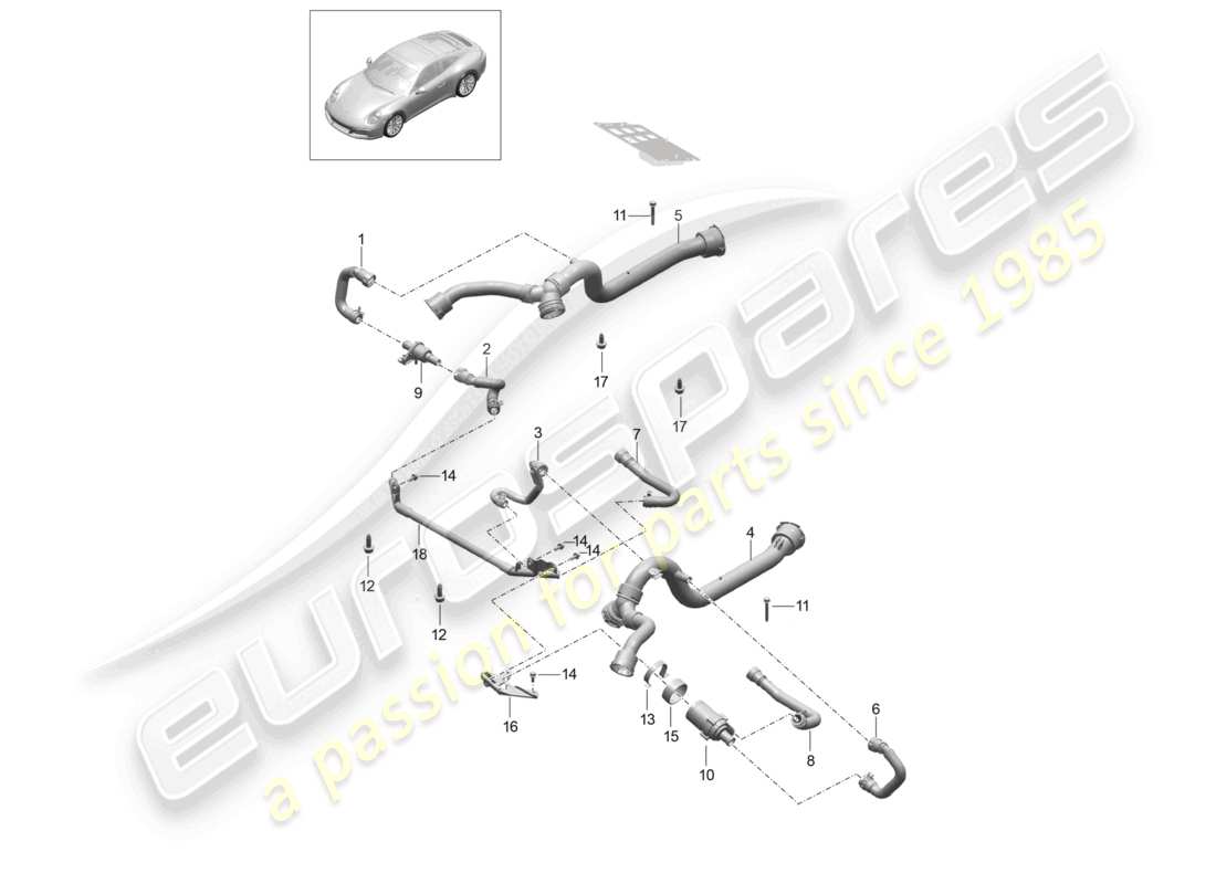 a part diagram from the porsche 2019 (991-2 turbo) parts catalogue