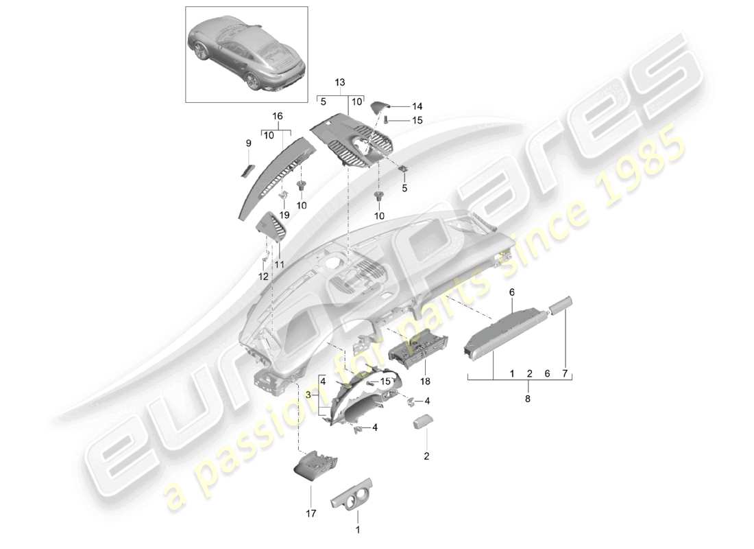 a part diagram from the porsche 991 parts catalogue