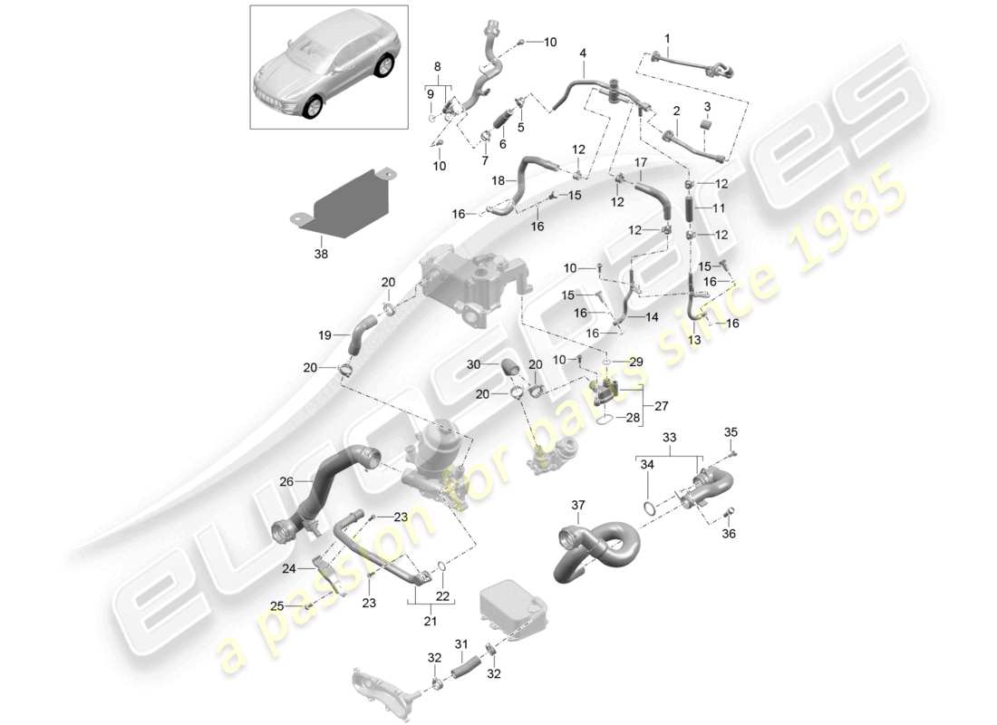 a part diagram from the porsche 2016 (macan) parts catalogue
