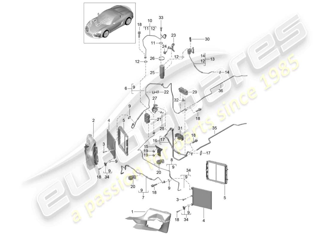 a part diagram from the porsche boxster parts catalogue