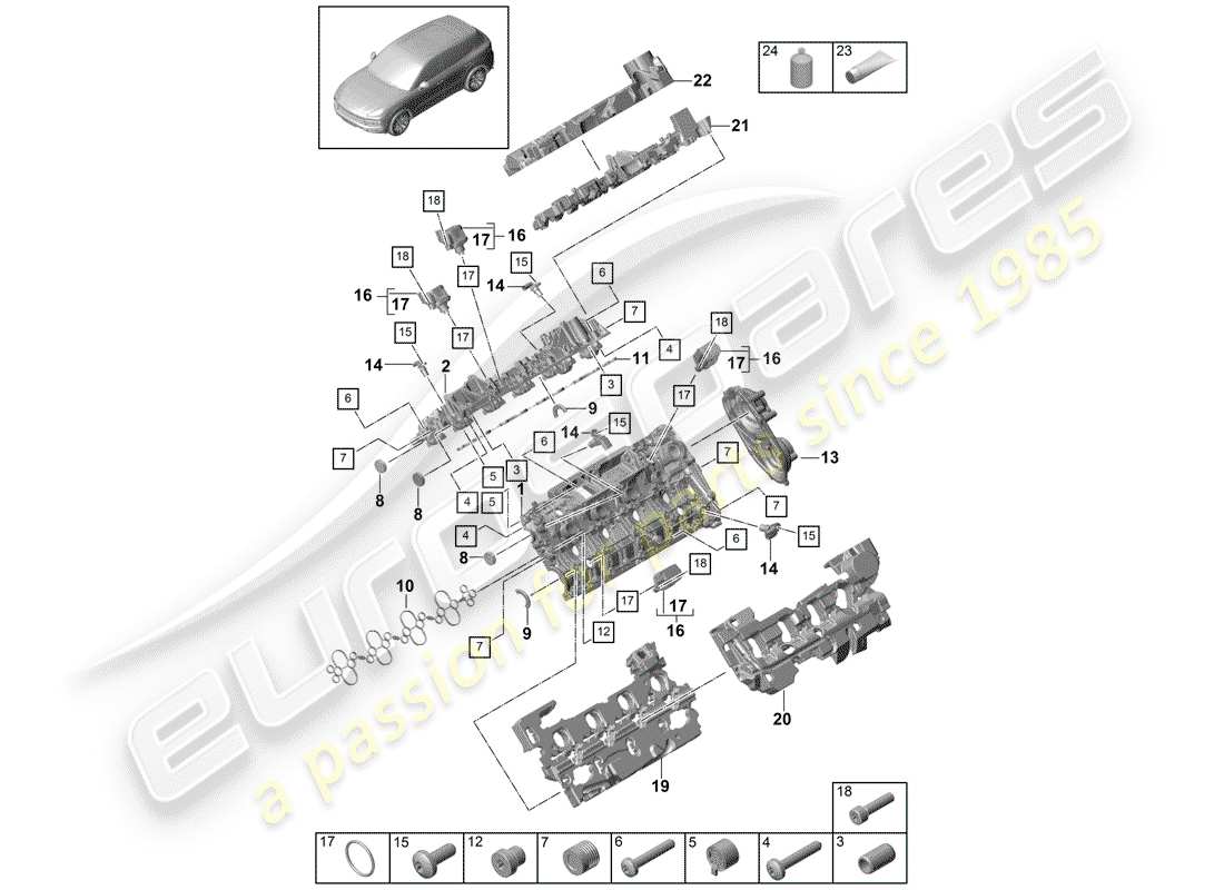 a part diagram from the porsche 2019 (cayenne e3 9ya/9yb) parts catalogue