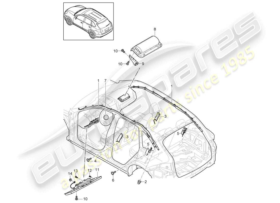 a part diagram from the porsche 2014 (cayenne e2 92a) parts catalogue