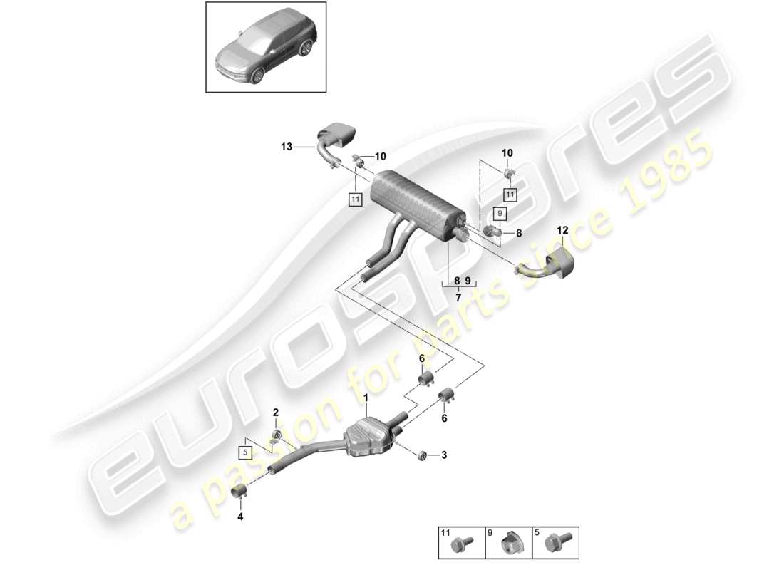 a part diagram from the porsche 2018 (cayenne e3 9ya/9yb) parts catalogue