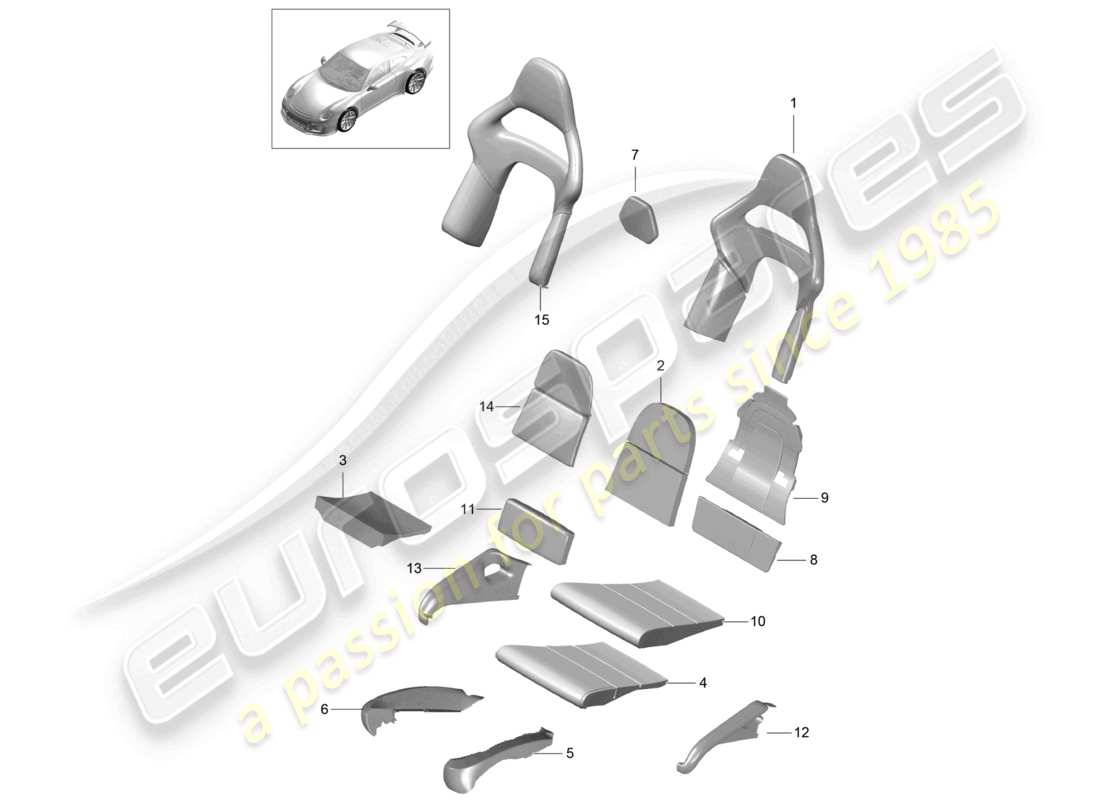 a part diagram from the porsche 2018 (991-2 r/gt3/rs) parts catalogue