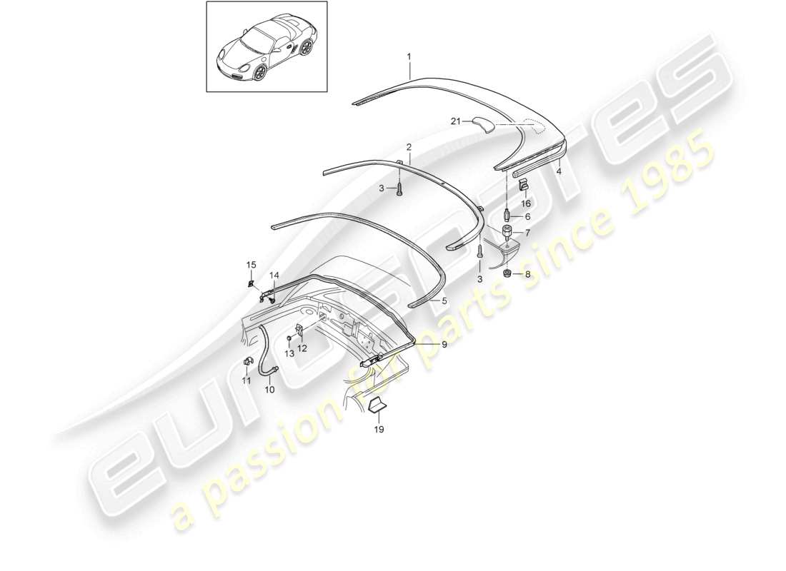 a part diagram from the porsche 2011 (987 boxster) parts catalogue