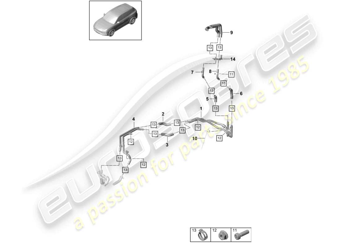 a part diagram from the porsche 2019 (cayenne e3 9ya/9yb) parts catalogue