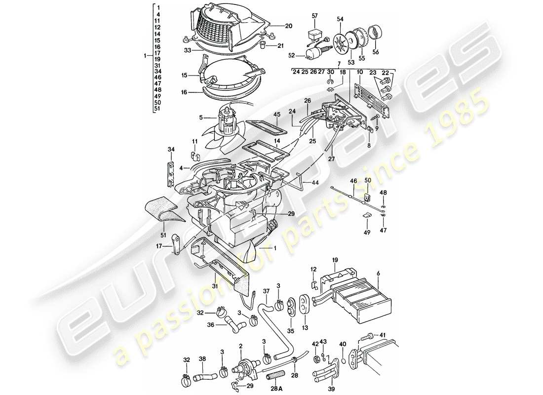 VIEW PARTS DIAGRAMS FROM THE PORSCHE 924 PARTS CATALOGUE a part diagram from the porsche 924 parts catalogue