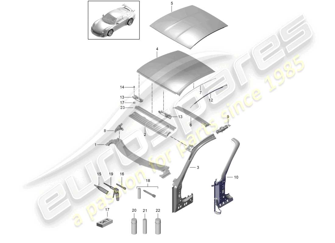 a part diagram from the porsche 2016 (991-1 r/gt3/rs) parts catalogue