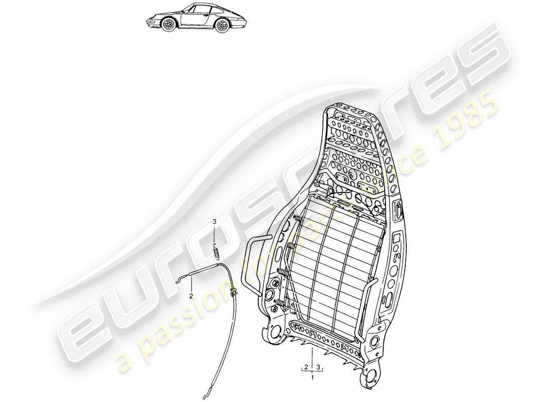 a part diagram from the porsche 1998 (seats for 944/968/911/928) parts catalogue