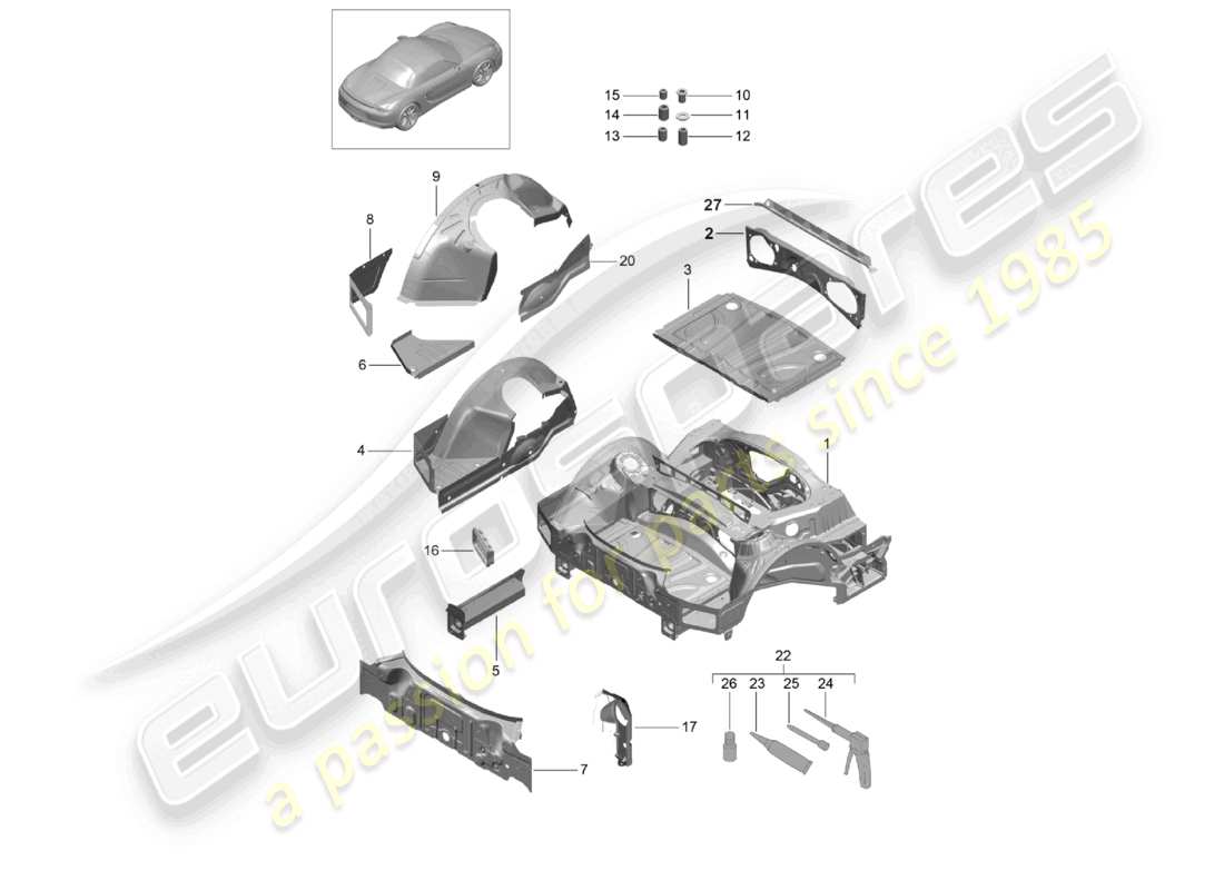 a part diagram from the porsche 2015 (981 boxster) parts catalogue