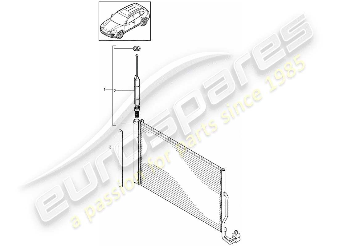 porsche 2014 (cayenne e2 92a) condenser air conditioning part diagram
