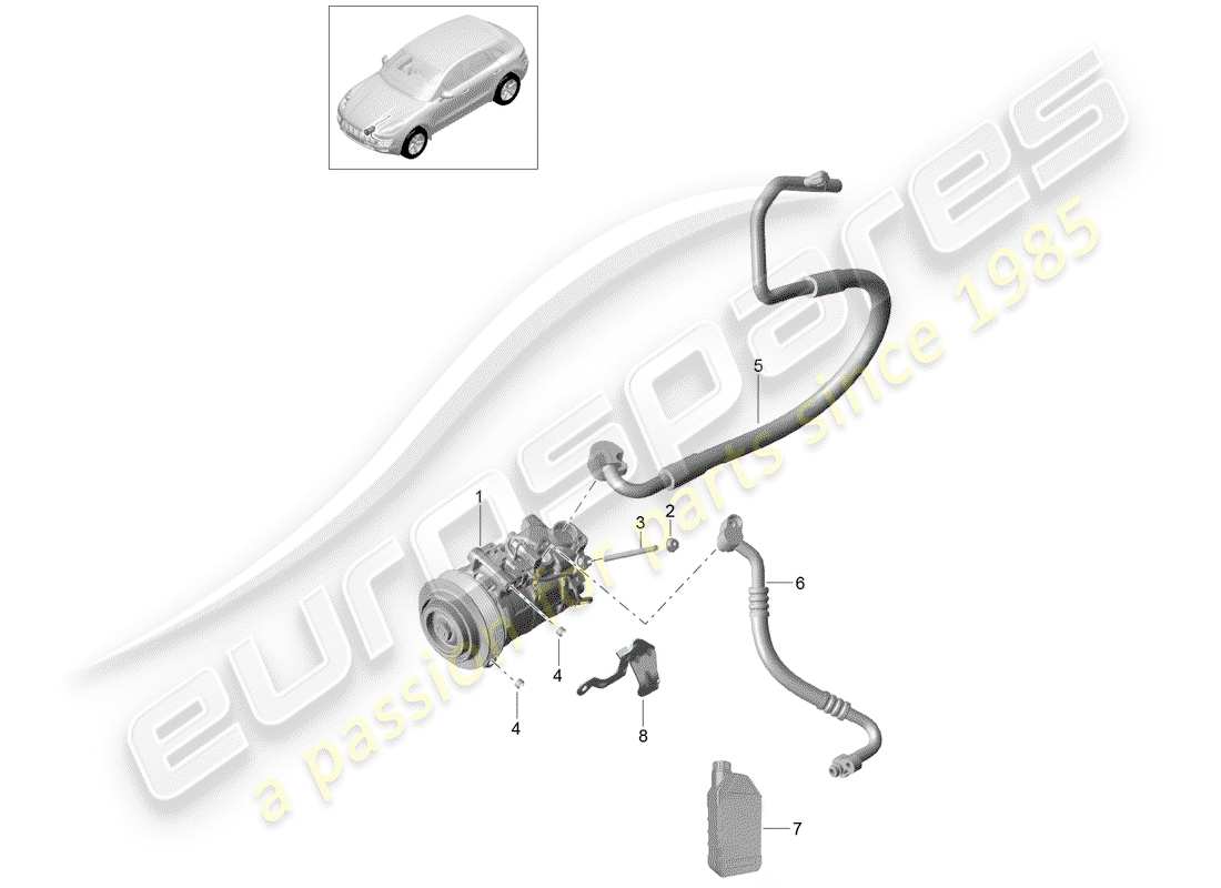 porsche 2015 (macan) compressor air conditioning r1234yf part diagram