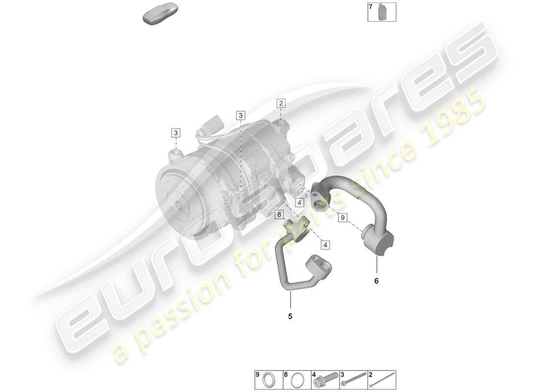 porsche 2020 (992-1) a/c compressor kaeltemittel r134a parts diagram